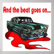 Vintage Car Poster Fifties Retro Chevy Car