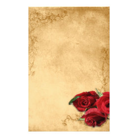 Vintage Caramel Brown & Rose Customized Stationery