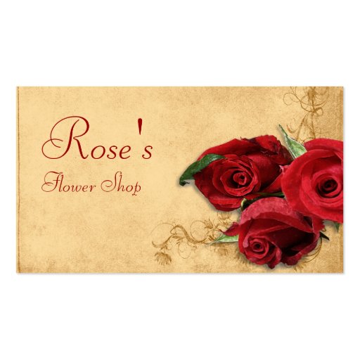Vintage Caramel Brown & Rose Florist Business Card Template (front side)