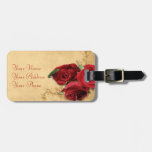 Vintage Caramel Brown & Rose Tag For Luggage