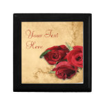 Vintage Caramel Brown & Rose Trinket Box