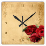 Vintage Caramel Brown & Rose Wallclock