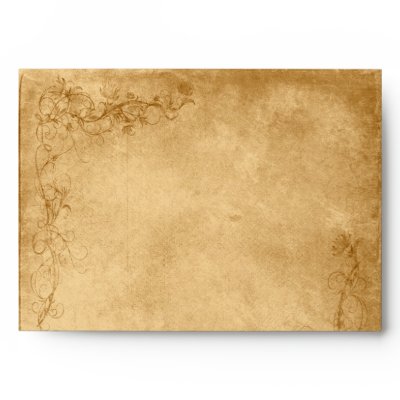 Vintage Caramel Brown &amp; Rose Wedding Envelope