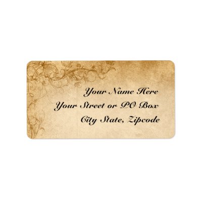 Vintage Caramel Brown & Rose Wedding Personalized Address Label