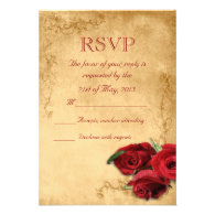 Vintage Caramel Brown & Rose Wedding RSVP Invite