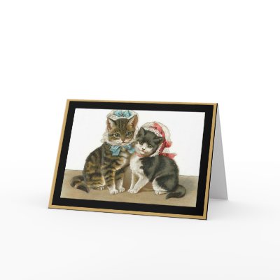 Vintage Card Cats Withs Hats