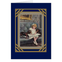 Vintage Card Little Girl Reading To Dogs by Zazzle_Vintage Vintage Card Little Girl Reading To Dogs