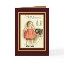 Vintage Card Merry Christmas Little Girl