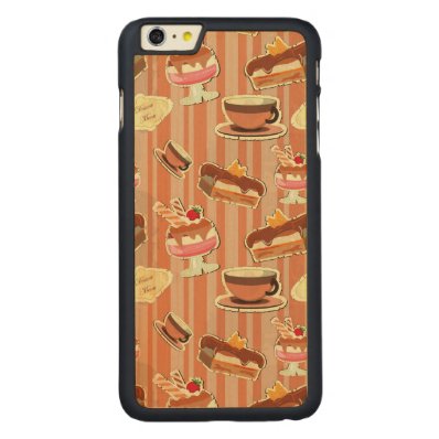 Vintage Card With A Strawberry Dessert Carved® Maple iPhone 6 Plus Case