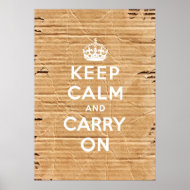 Vintage cardboard keep calm and carry on posters