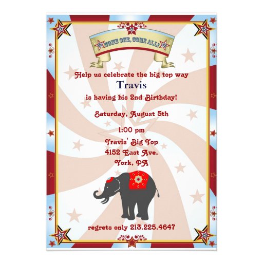 vintage carnival or circus birthday invitation