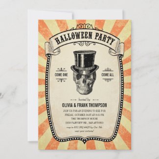 Vintage Carnival Show Halloween Invitations invitation