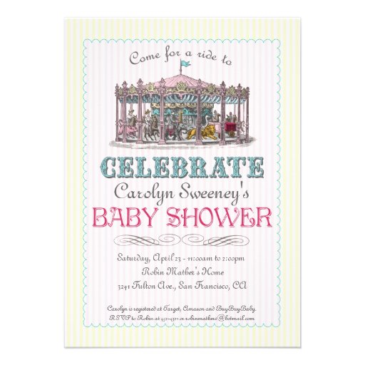 Vintage Carousel Baby Shower Invitation