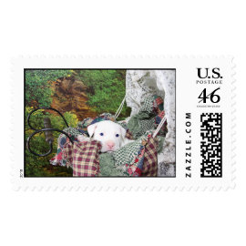 Vintage Carriage & Baby Puppy stamp