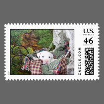 Vintage Carriage & Baby Puppy postage