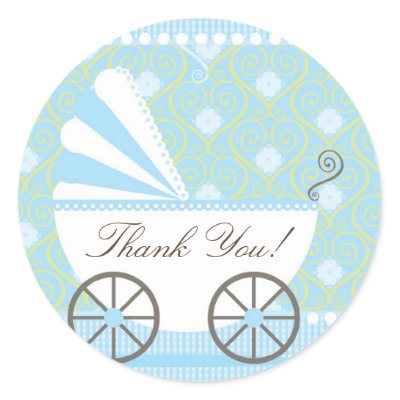 Vintage CarriageThank You Baby Shower Sticker