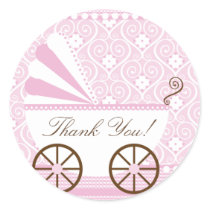 Vintage CarriageThank You Baby Shower Sticker