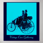 Vintage Cars Gathering , blue urquase Posters