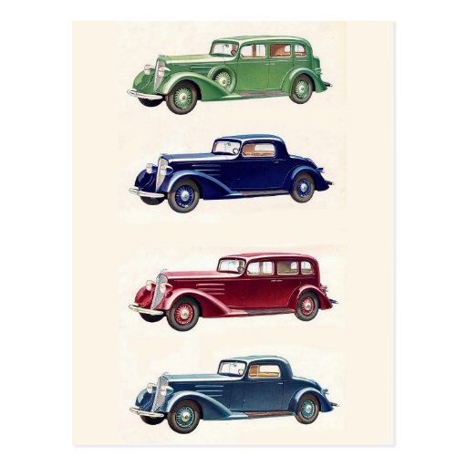 Vintage cars postcard Zazzle