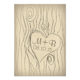 vintage carved tree wood wedding invitation 5