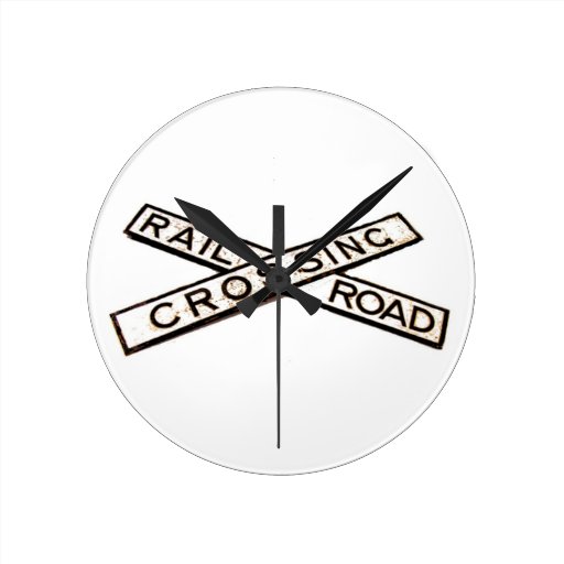 Vintage Cast Iron Railroad Crossing Sign Round Wallclocks Zazzle