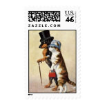 vintage cat and dachshund postcard postage stamp