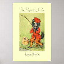 Vintage Cat Angler Poster Print