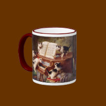 Vintage Cat Art:  Kittens' Recital mugs