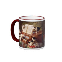 Vintage Cat Art:  Kittens' Recital Mugs