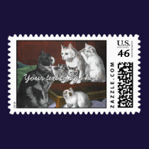 Vintage Cat Family postage