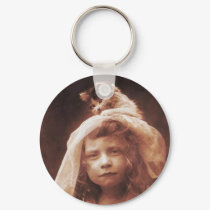 Vintage Cat on Head keychains