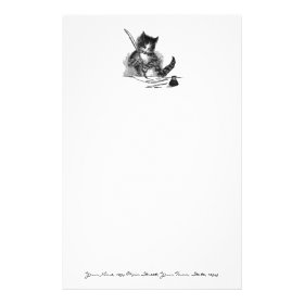 Vintage Cat Writing a Letter Custom Stationery