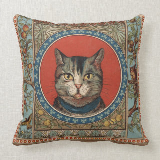 Vintage Cat's Life for Kitty Lovers Throw Pillows