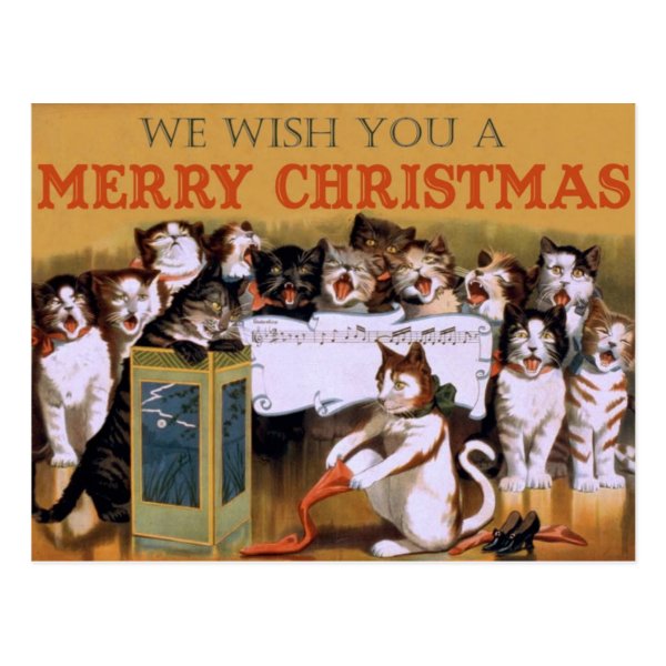 Vintage Cat's Merry Christmas Post Card