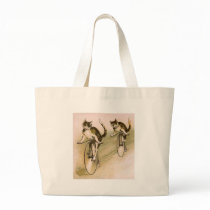 Vintage Cats on Bikes Canvas Bag