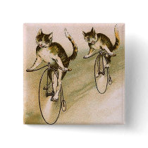 Vintage Cats on Bikes Pins