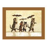 Vintage Cats Umbrellas Snow Post Cards