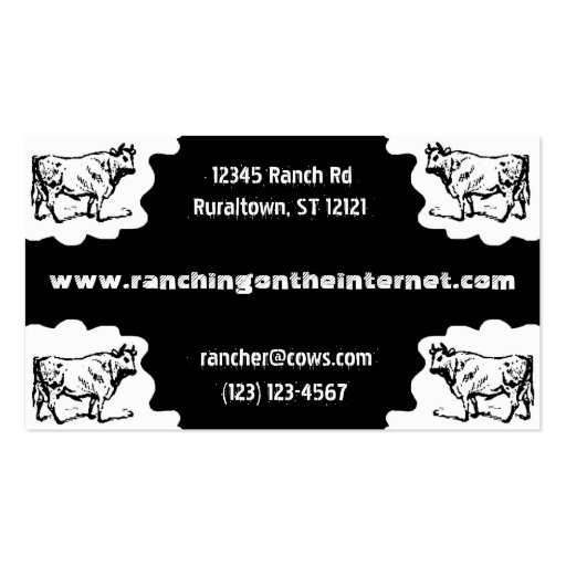 Vintage Cattle Rancher Beef Cow Business Card (back side)