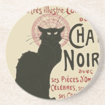 Vintage Ce Soir Le Chat Noir Poster Beverage Coasters