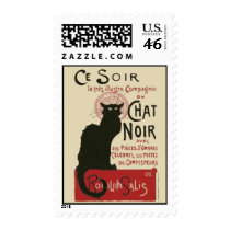 Vintage Ce Soir Le Chat Noir Poster Stamp