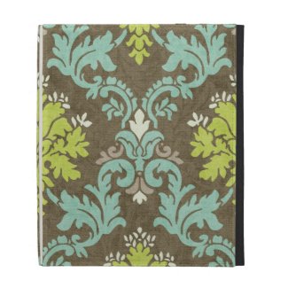 Vintage Celadon and Aqua Damask iPad Case