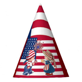 Vintage Celebrate American Flag and Kids Party Hat