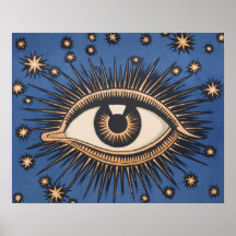 Vintage Celestial Eye Stars Moon Posters