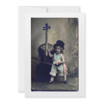 Vintage Cello Girl Invitation