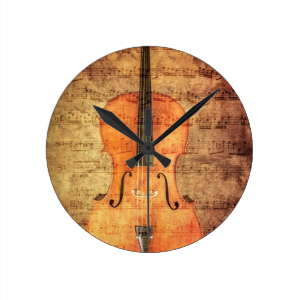 Vintage Cello Round Wall Clock
