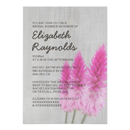 Vintage Celosia Bridal Shower Invitations