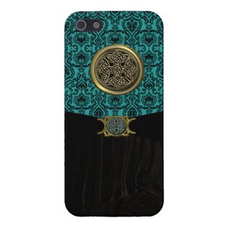 Vintage Celtic Damask with Gold Knot iPhone Cover