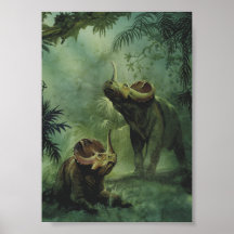 Vintage Centrosaurus Dinosaur in the Jungle Poster