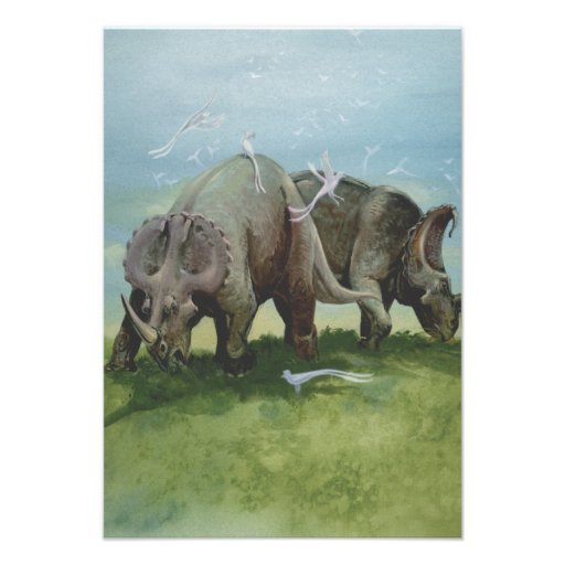 Vintage Centrosaurus Dinosaurs in the Meadow Invites