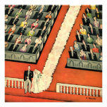 Vintage Ceremony, Bride Groom Newlyweds Wedding Invite